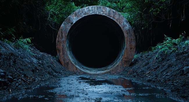Mysterious dark tunnel in lush forest landscape photo
