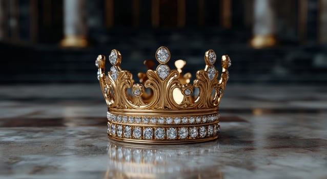Ornate golden crown with diamonds photo