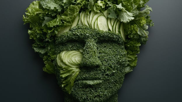 Healthy eating concept with fresh green vegetables photo