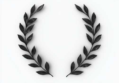 black laurel wreath on white background photo