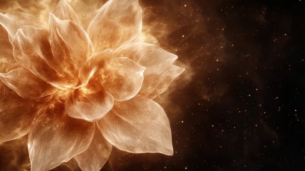 Glowing golden flower with sparkling stars photo