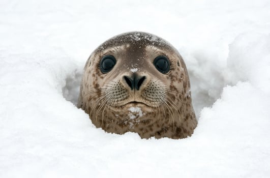 Adorable seal pup in the snow photo