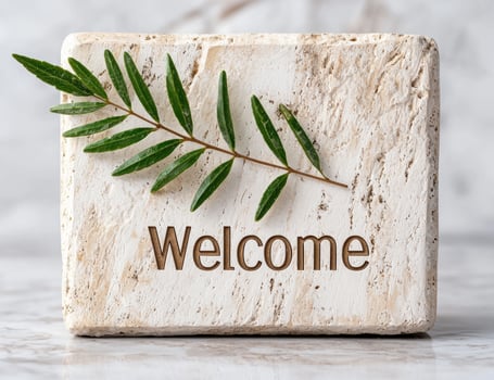welcome sign with olive branch photo