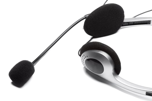 headset with microphone isolated on white photo