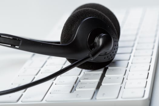 headset on keyboard computer laptop photo