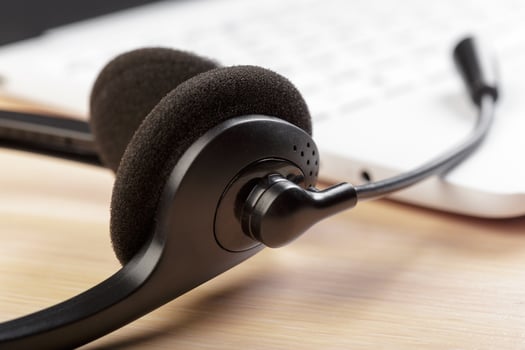 headset on keyboard computer laptop photo