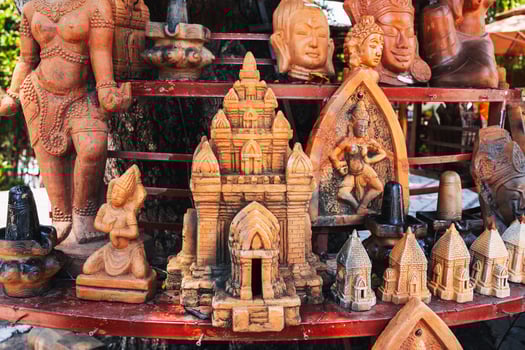 Hindu idols. Many different figures-gods from clay. photo