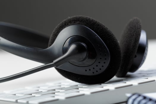 headset on keyboard computer laptop photo