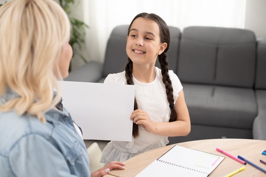 mother daughter study together at home photo