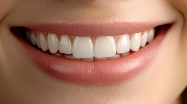 Bright and healthy smile close-up showcasing perfect teeth and lips photo