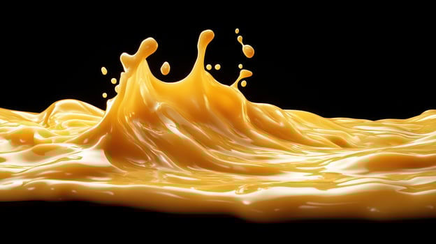 Golden Liquid Splashing and Rippling on Black Background photo