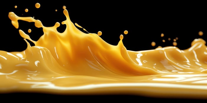 Orange Liquid Splashing and Rippling on Black Background photo