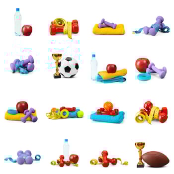 fitness items isolated on white photo