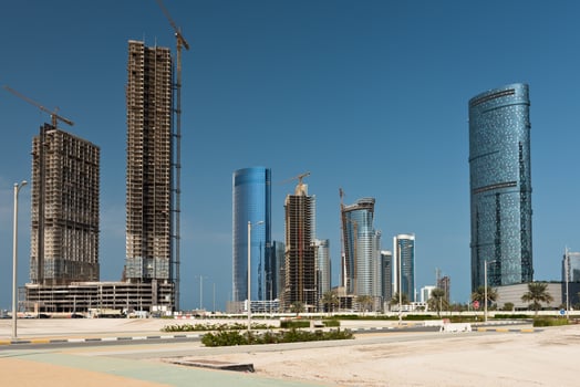 Abu Dhabi new district with skyscrapers construction photo