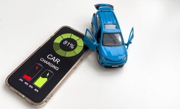 Unlocking car using mobile application on a smart phone. Concept of remote control and car protection through the internet photo