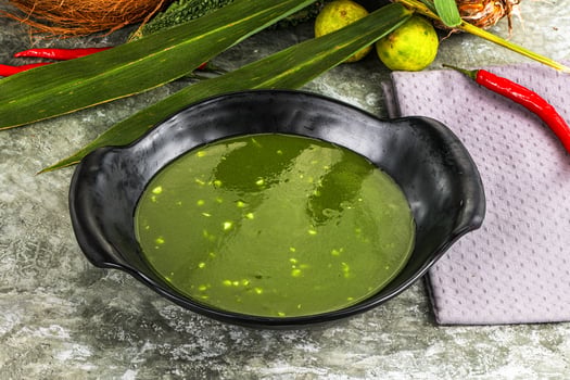 Green spinach cream vegan soup photo