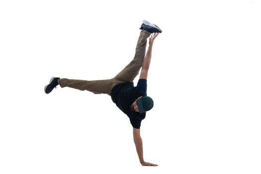 Dance school, hiphop, street, breakdance, funky and modern dancer on white studio background. photo