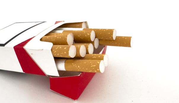 Open pack of cigarettes box photo