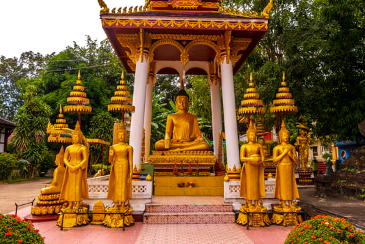 Wat Si Saket buddha temple with buddha statues in Vientiane Laos. photo