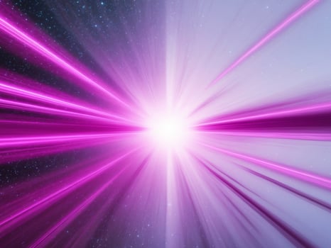 A bright pink light beam is shining in the sky photo