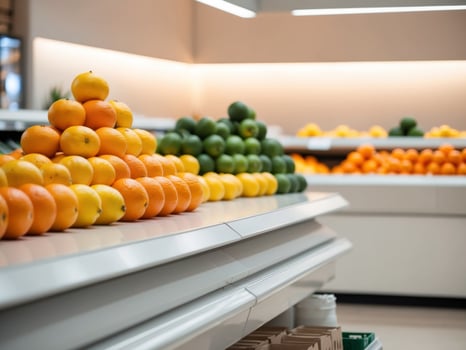 A supermarket with oranges and lemons on display photo