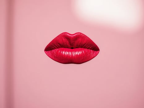 A red lipstick on a pink background photo