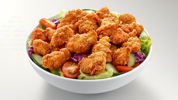 Savory Fried Chicken with a Mix of Fresh, Vibrant Vegetables photo