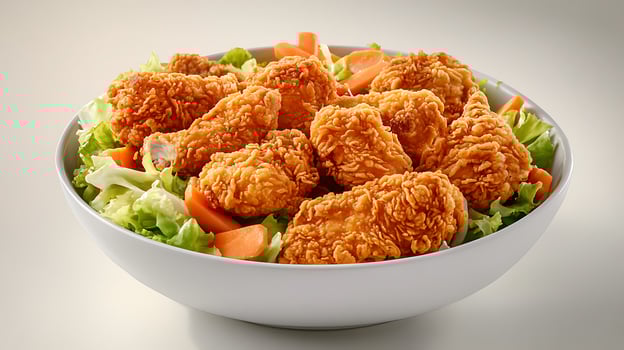Savory Fried Chicken with a Mix of Fresh, Vibrant Vegetables photo