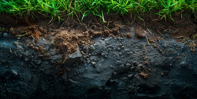 Soil layers, clay mud earth. Natural brown land background. Geology surface, environment underground texture. Outdoors pattern. Horizontal dirt ground cross section photo