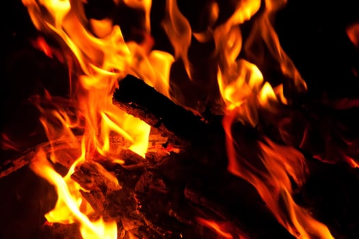 Burning fire outdoors photo