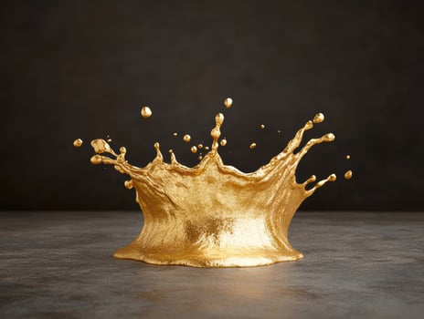 golden liquid splash on dark background photo
