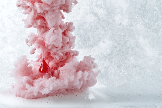 abstract pink smoke cloud against white background photo