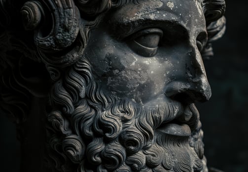 Weathered stone sculpture with intricate details photo