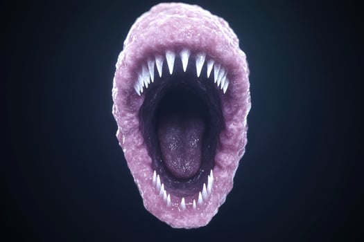 Menacing mouth of a deep sea creature photo