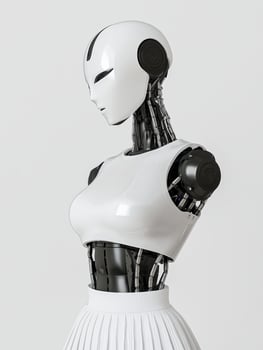 Futuristic robot with pleated dress photo