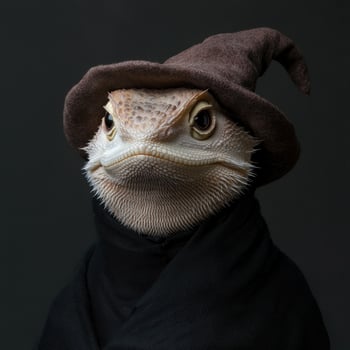 Mysterious reptile in dark costume photo