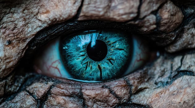 Captivating close up of a vibrant blue eye photo