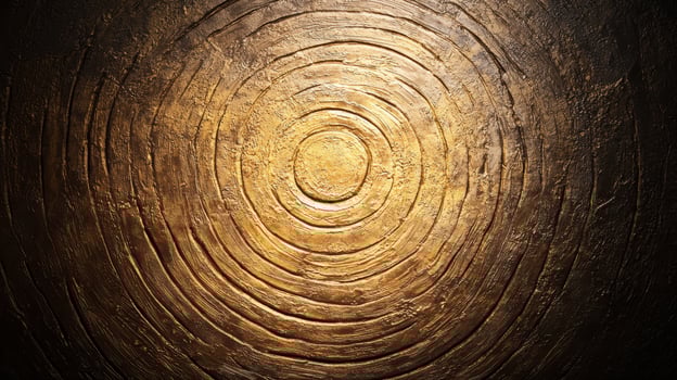 Intricate golden spiral pattern on textured surface photo