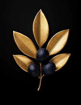 Elegant golden flower with dark berries photo