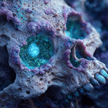 Vibrant mineral crystal formation in rock photo