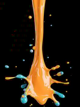 Vibrant orange liquid splash against black background photo