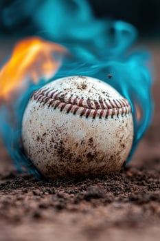 Vintage baseball in the dirt photo