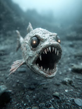 Ferocious deep sea creature with sharp teeth photo