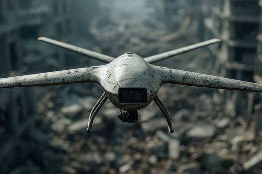 Aerial drone with camera in the sky photo