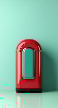 Retro red and green appliance on mint background photo