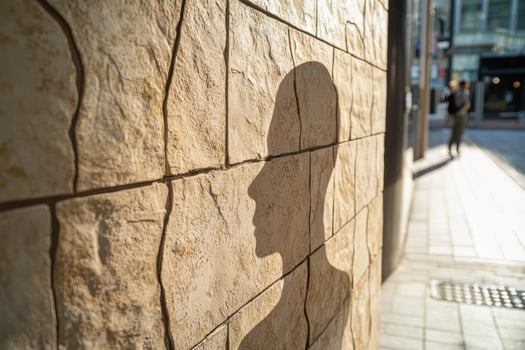 shadow of a person on a stone wall photo