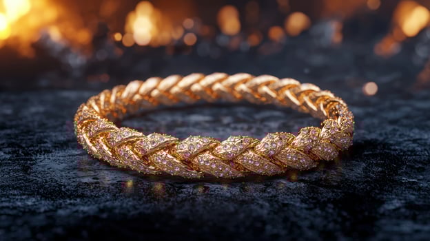 Elegant golden bracelet with sparkling diamonds photo