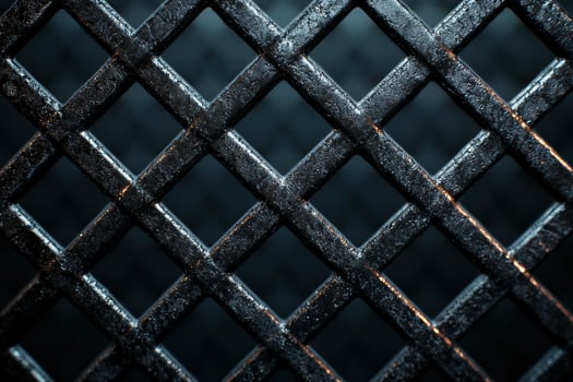 Close up of a dark metal grid pattern photo