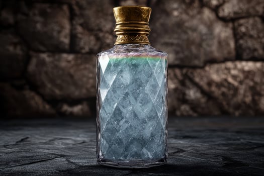 Ornate glass bottle with golden cap photo