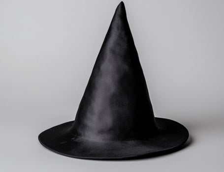 black witch hat on gray background photo
